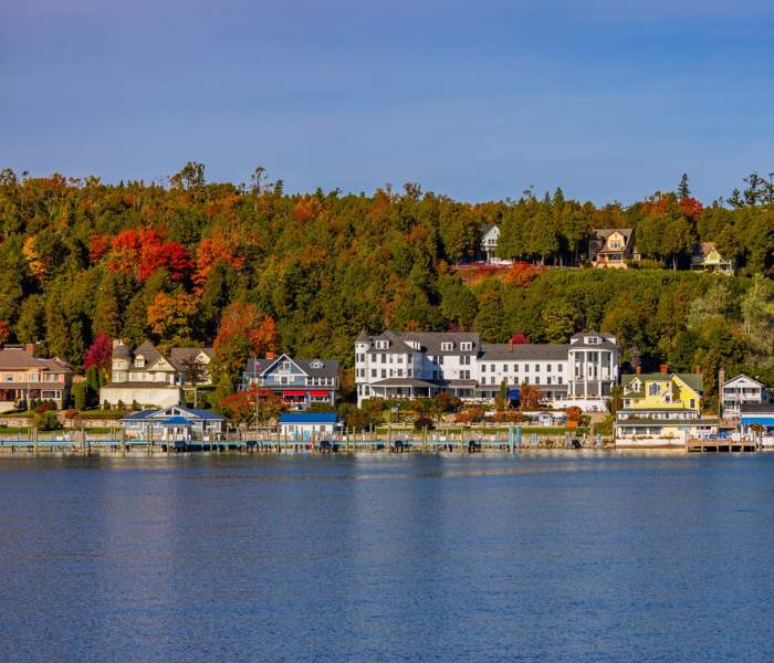 Leaves changing on Mackinac Island.
